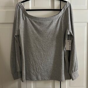 Nine West Light Gray Off-Shoulder Top